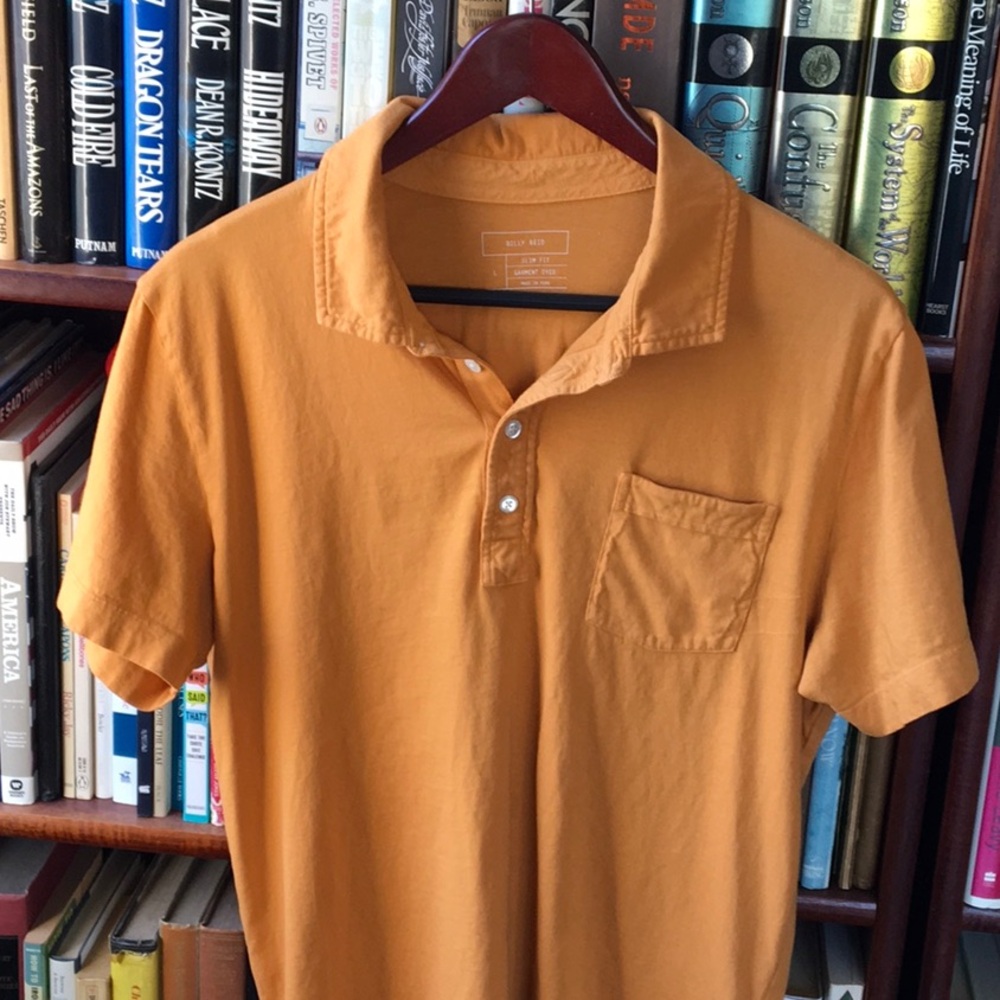 Billy Reid Orange Slim Fit Garment Dyed Polo sz L